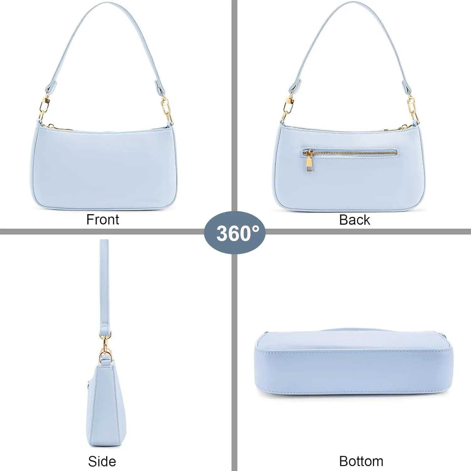 NIUEIMEE ZHOU Shoulder Bag for Women Retro Vegan Leather Classic Clutch Tote HandBags Purses with Zipper Closure