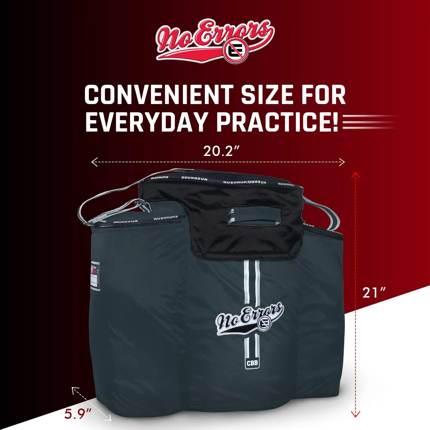No Errors Coaches Ball Buddy Baseball Coach Bag - Heavy Duty Baseball Equipment Bag for Coaches with Built-in Cooler - Holds 6 Gallon Bucket of Balls and Coaching Equipment