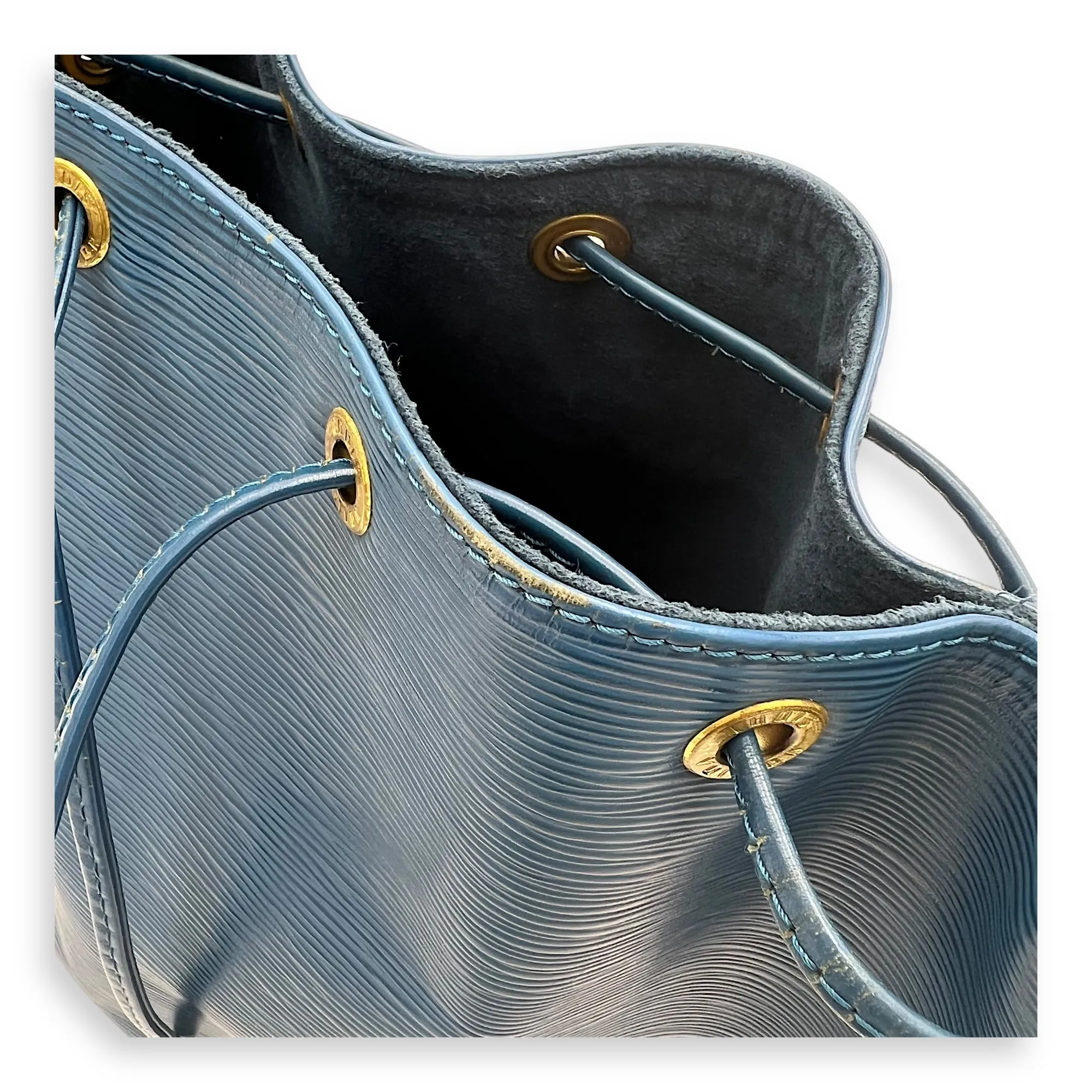 Noe Bucket Bag Blue in Epi Leather, Gold hardware