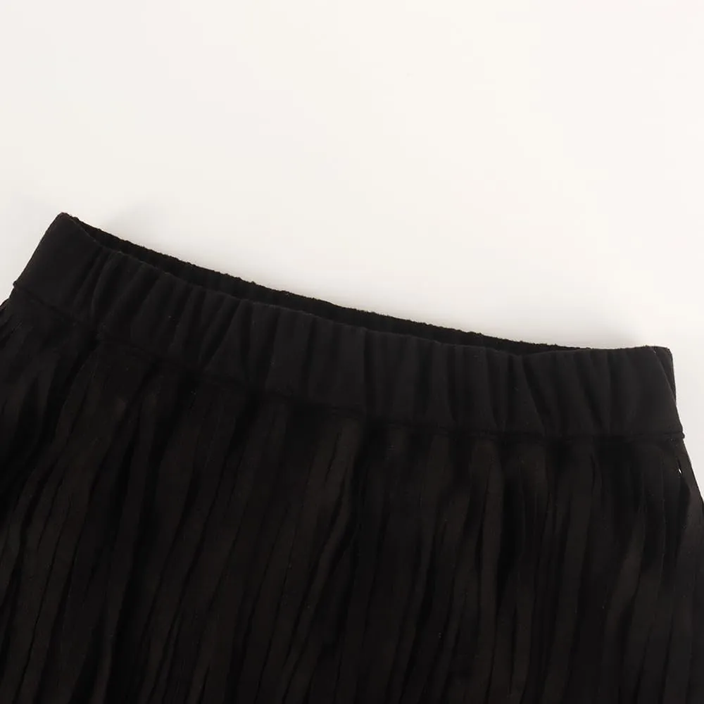 Noomelfish Girls Suede Fringe Skirt Boho Tassel Layered Ruffle Skirt (5-12 Years)