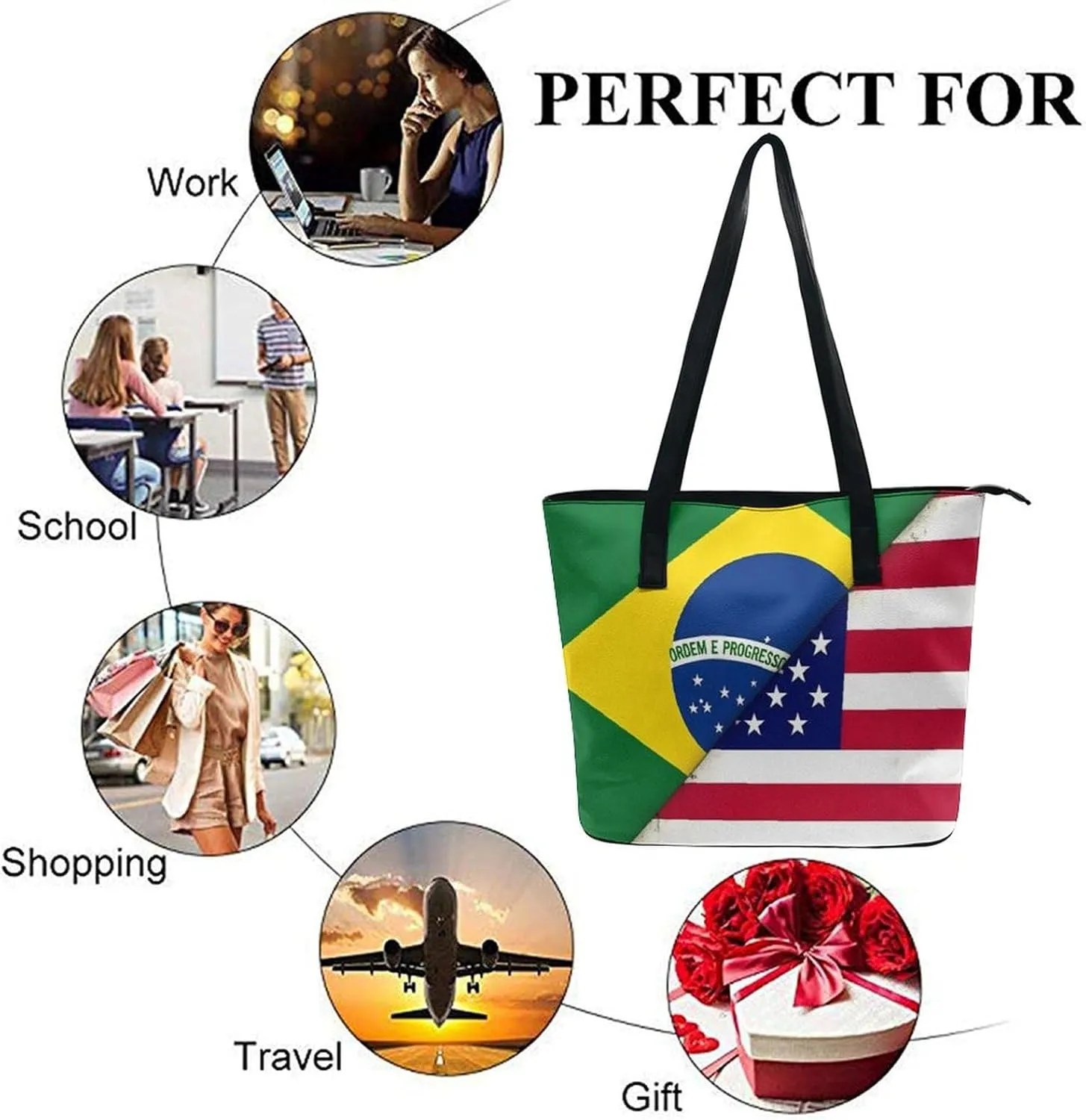 Novelty Handbag for Adults, Women's Large Capacity Tote Bag Laptop Bags with Compartment for Business