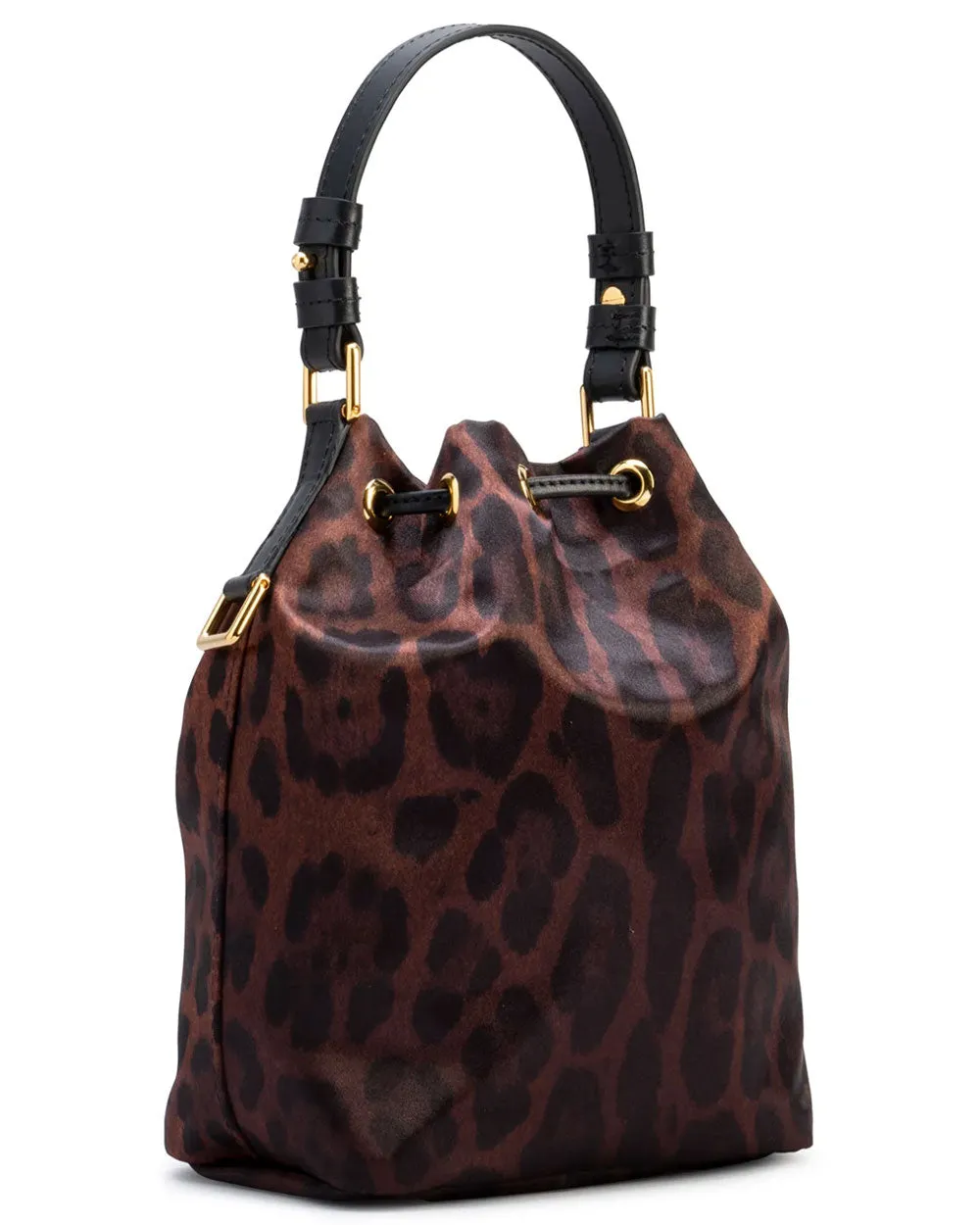 Nylon Animalier Small Bucket Bag in Black and Brown
