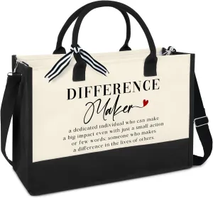 OASSIE Teacher Appreciation Gifts - Canvas Tote Bag 13oz With Zipper - Teacher's Day Birthday Thank You Gifts for Teachers