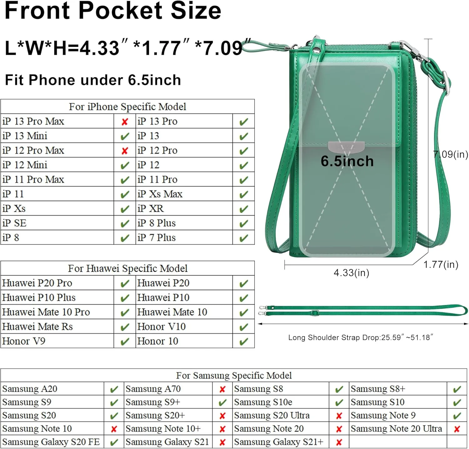 OIDERY Small Crossbody Phone Bags Cellphone Wallet Purse for Women with Credit Card Slots