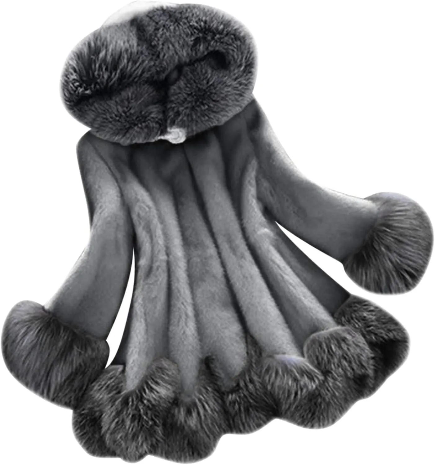 OIOLOYJM Women's Winter Coat Warm Puffer Thicken Parka Jacket with Fur Hood, Thick Padded Coats Loose Fleece Oversized Faux Fur Hooded Jackets