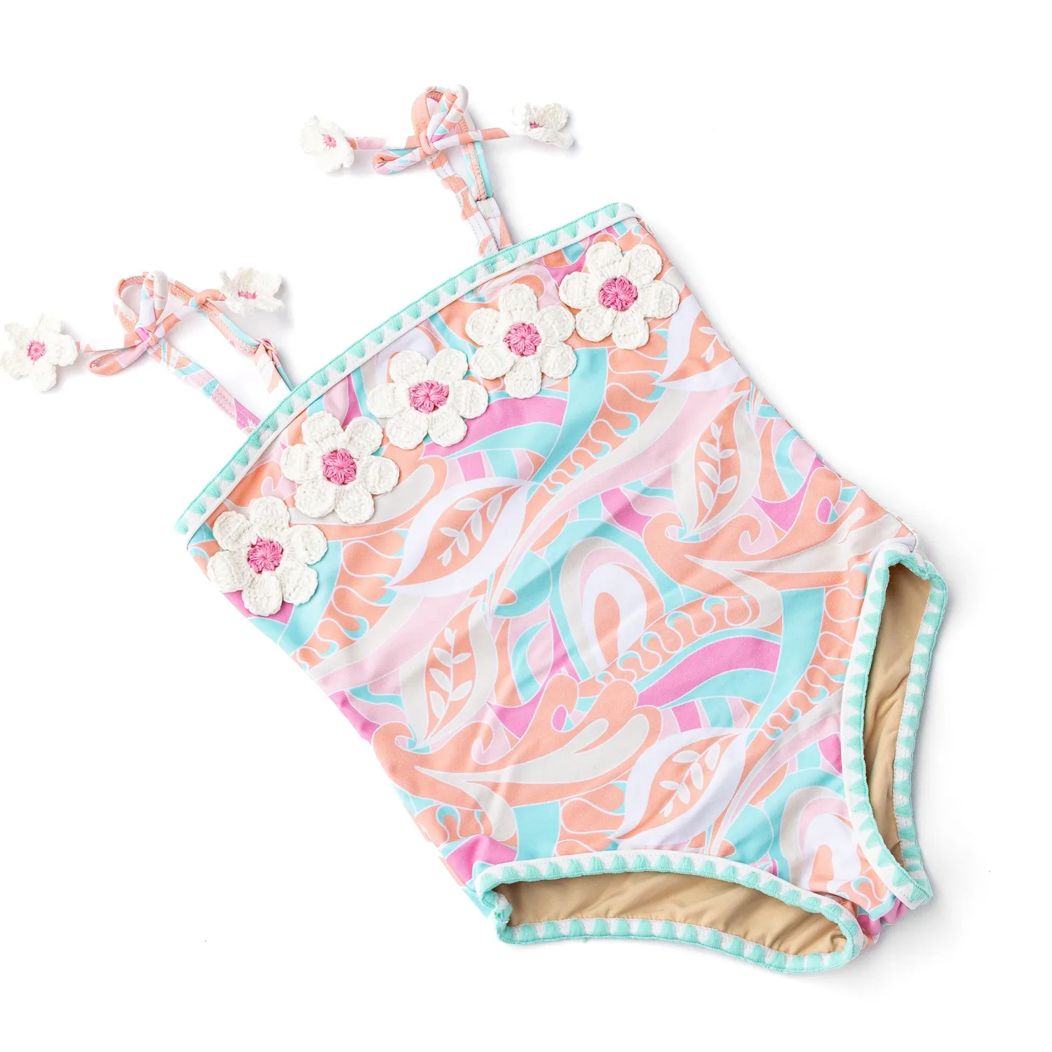 One Piece Crochet Pom Pom Swimsuit | Tutti Fruity