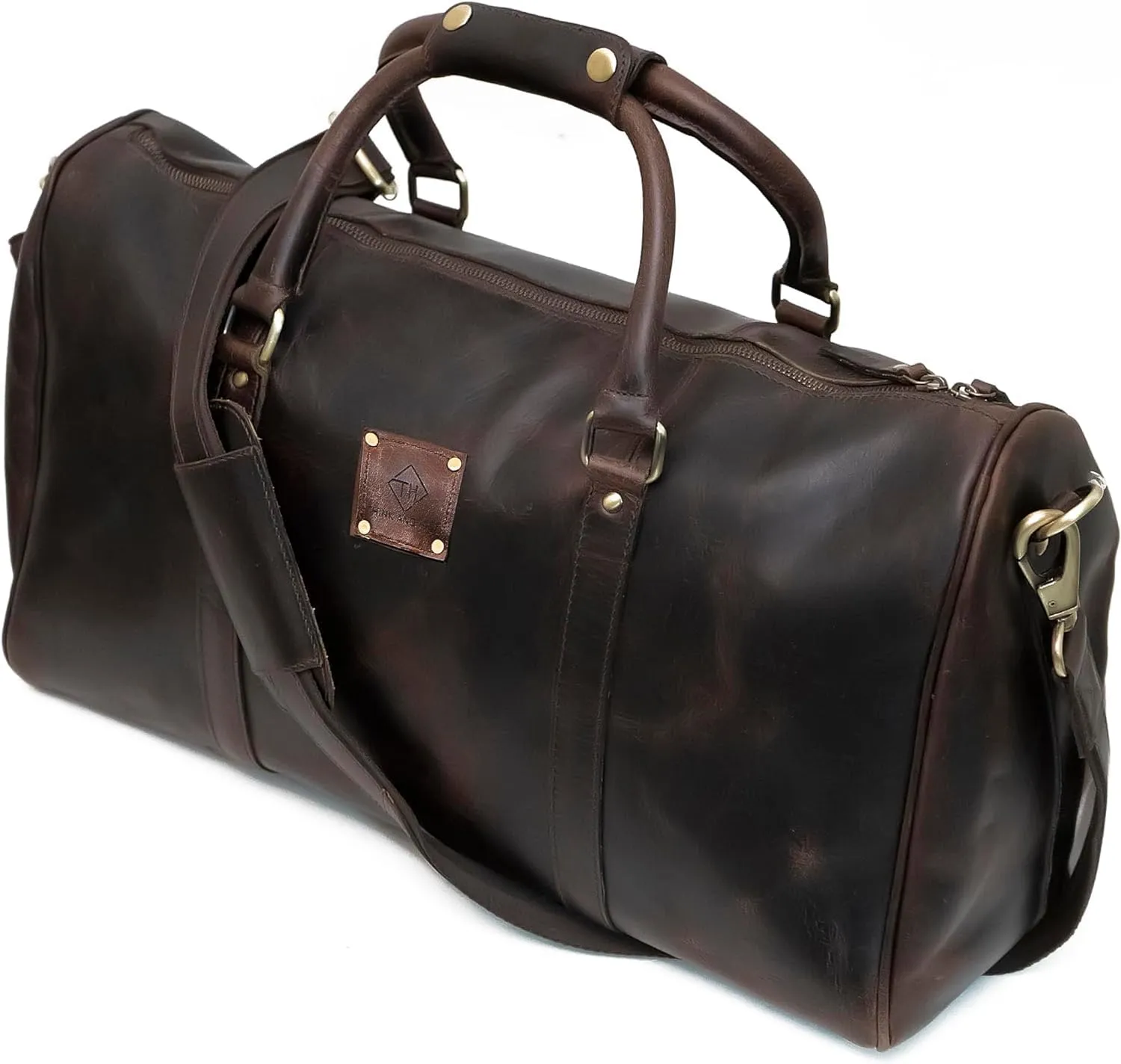 Orbit Art Gallery Leather Travel Duffel Bags for Men and Women Full Grain Leather Overnight Weekend Leather Bags Sports Gym Duffle With Shoe Compartment 20 Inch (Brown)