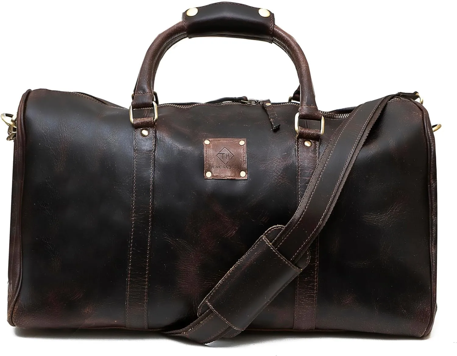 Orbit Art Gallery Leather Travel Duffel Bags for Men and Women Full Grain Leather Overnight Weekend Leather Bags Sports Gym Duffle With Shoe Compartment 20 Inch (Brown)