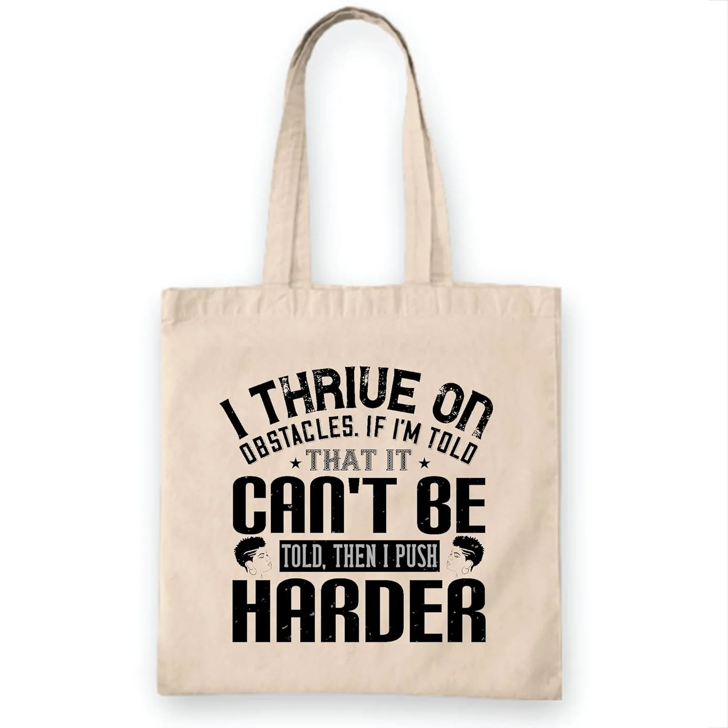 Overcome Challenges A Motivational Gift for GoGetters White Multicolor Canvas Tote Bag