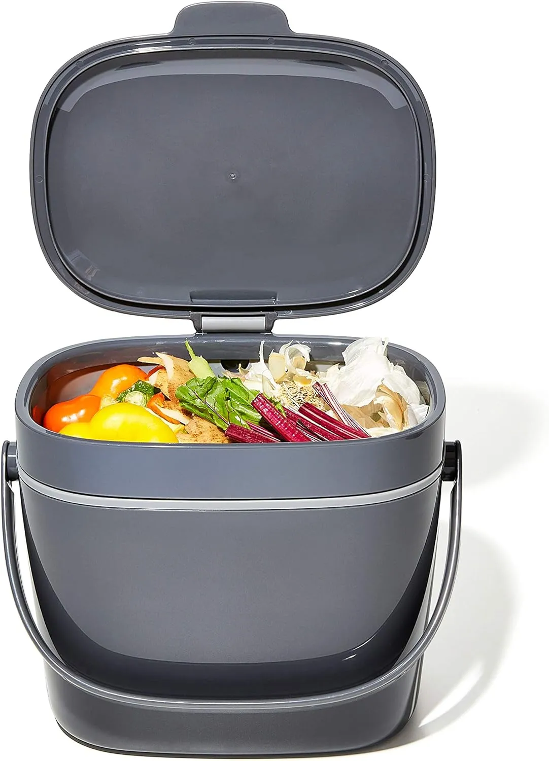 OXO Good Grips EASY-CLEAN COMPOST BIN - CHARCOAL - 1.75 GAL/6.62 L, Plastic, 8.3"L x 10.15"W x 12"H