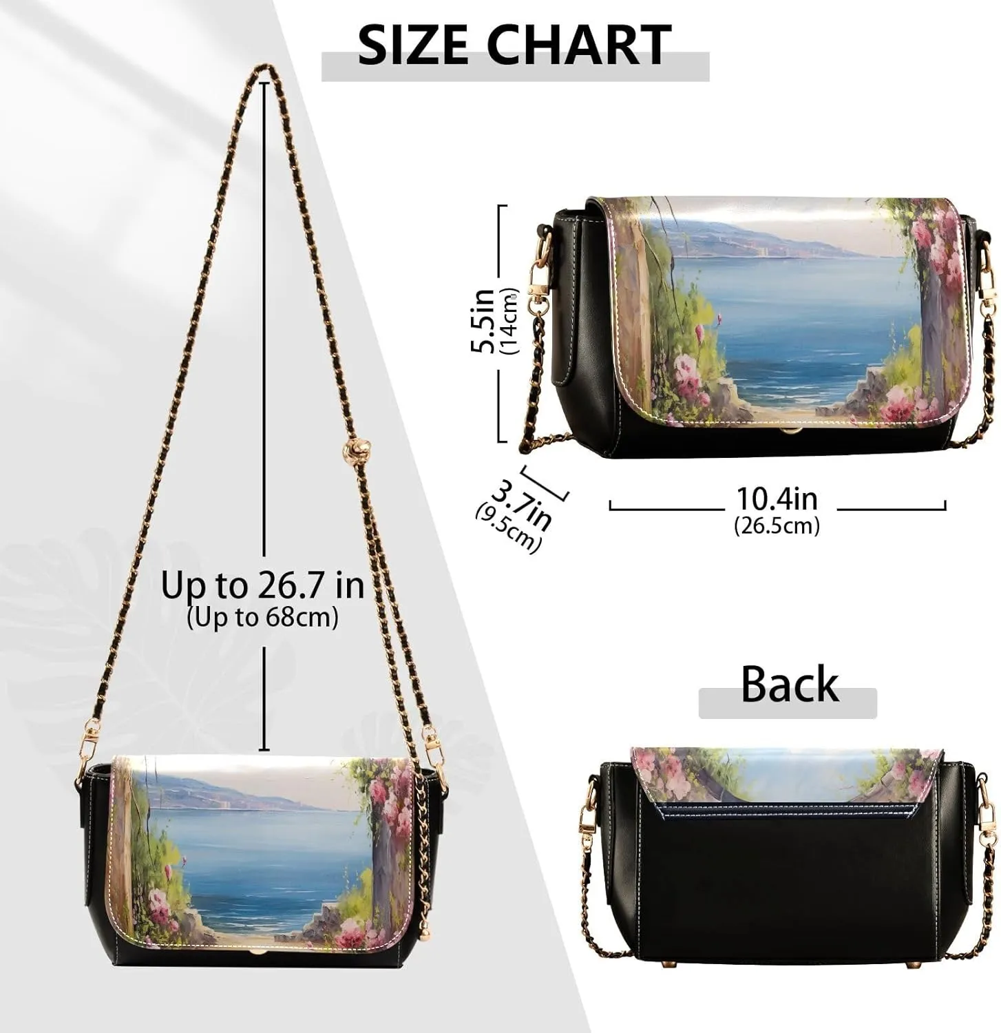 Painting Peaches Floral Crossbody Leather Purses for Women, Shoulder Bags with Compartments, Leather Ladies Crossbody Bags