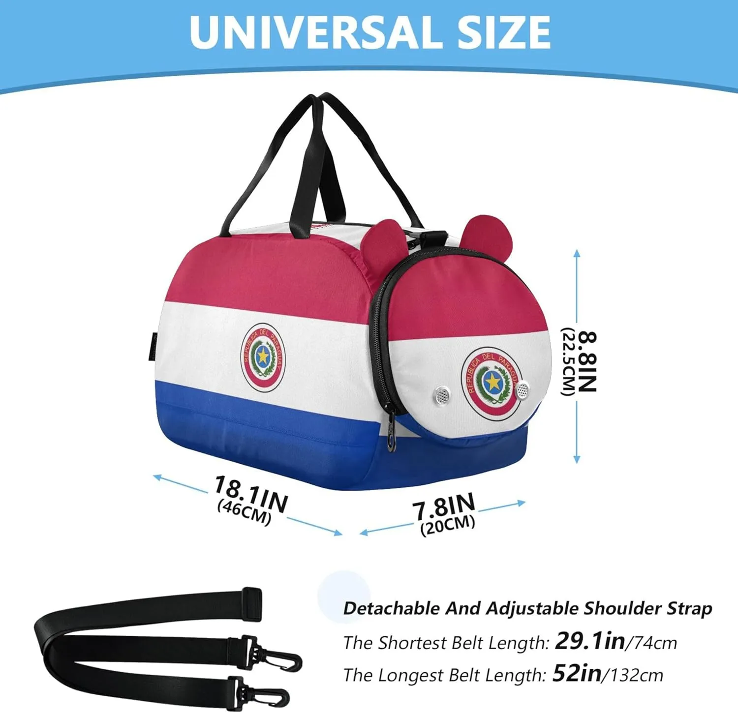 Paraguay Flag Travel Duffle Bags Girls Tote Weekender Overnight Carry on Duffel Bag Boy Kids Gym Duffle