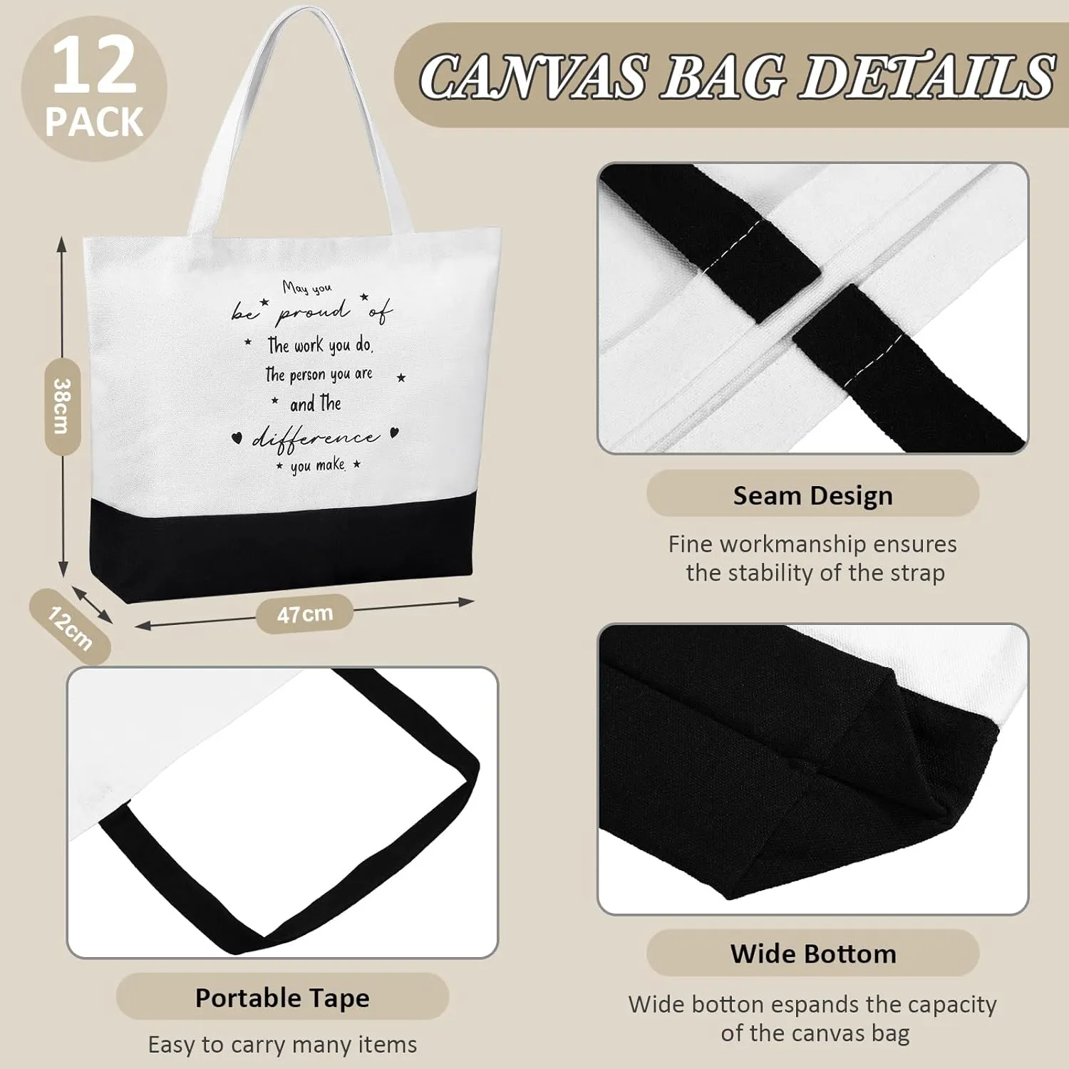 Paterr Employee Team Appreciation Gifts Bulk Thank You Gifts Leather Notebooks Canvas Tote Bags Ballpoint Pens for Employee(Elegant Colors, 12 Sets)