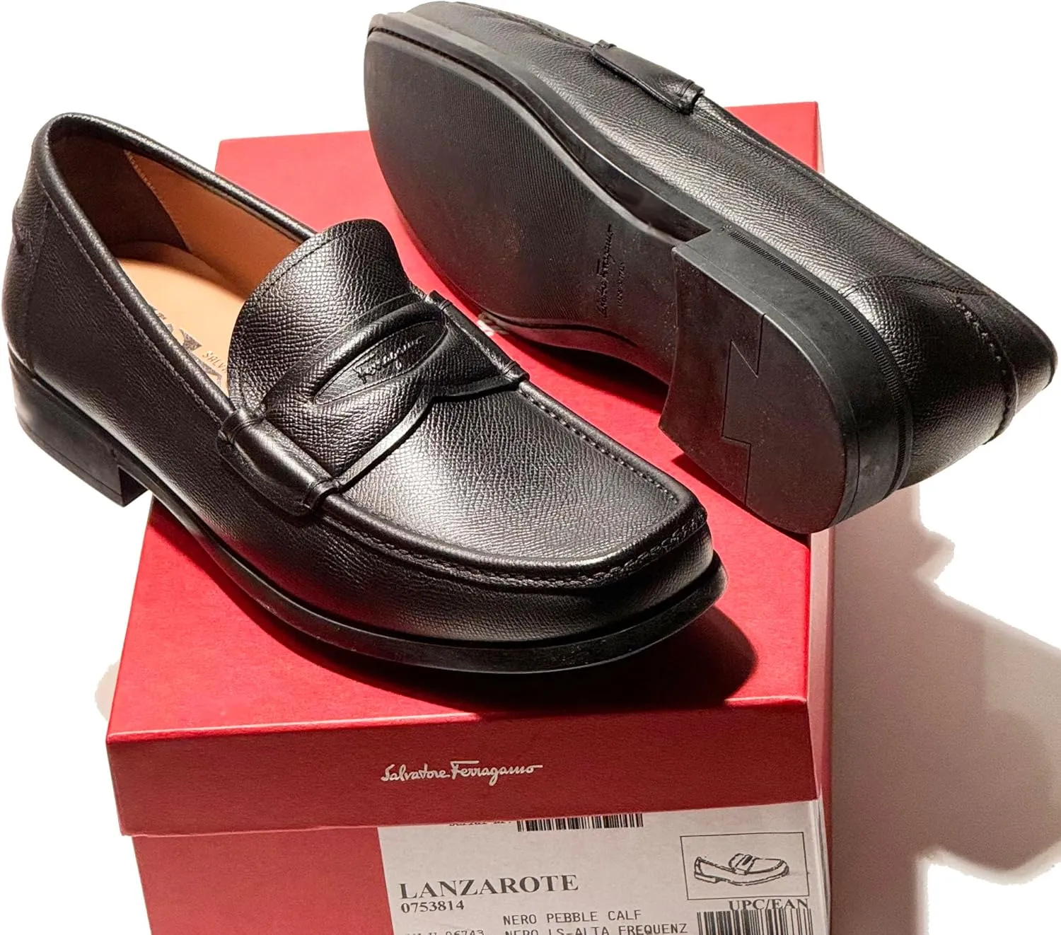Penny Black Pebbled Leather Dress Men's Loafers Casual(Salvatore