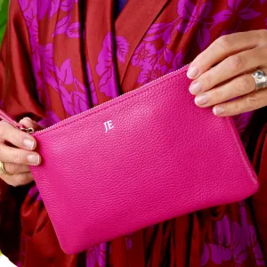 Personalised Monogram Small Leather Clutch Bag