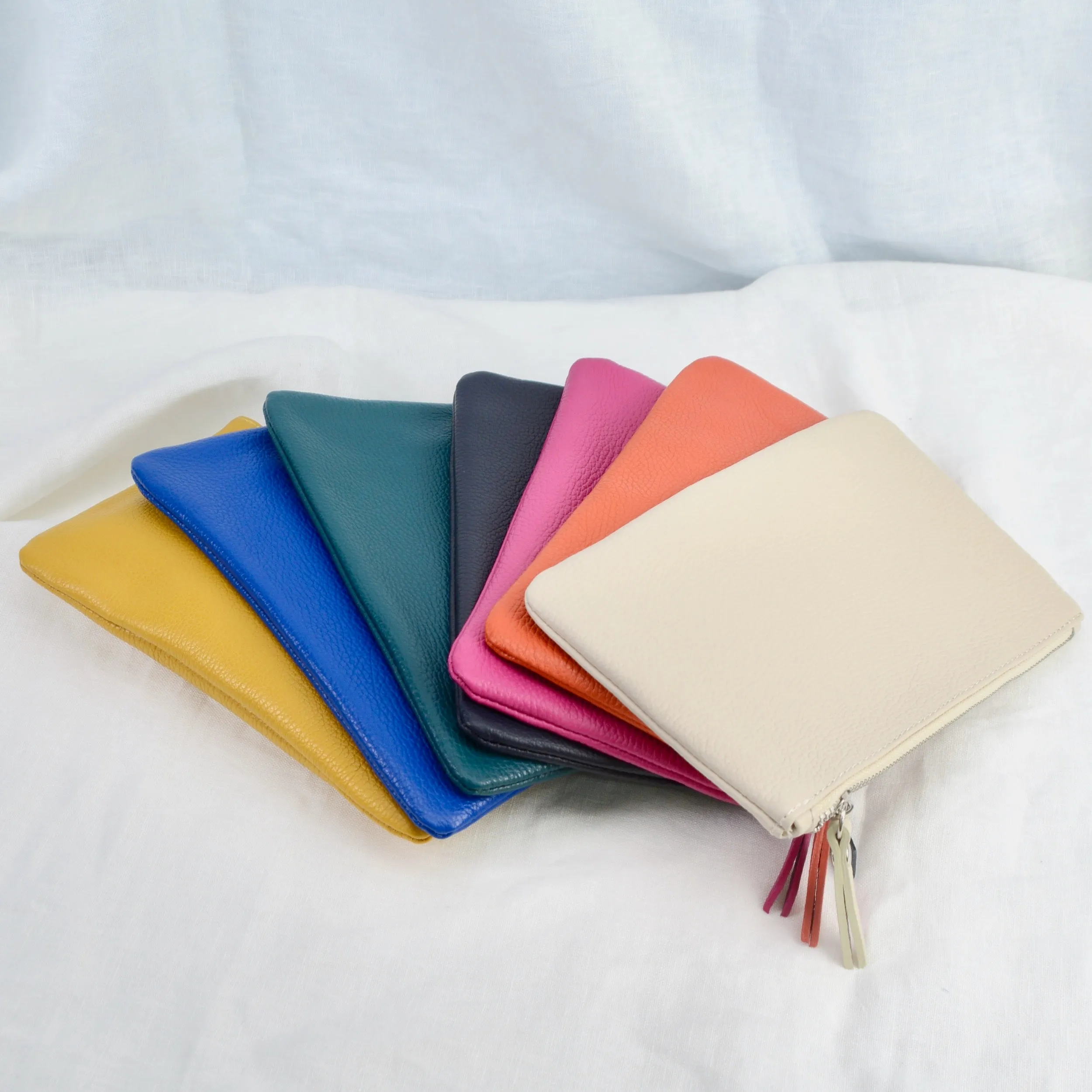 Personalised Monogram Small Leather Clutch Bag