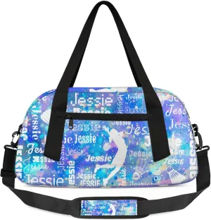 Personalized Badminton Sport Duffel Bag Custom Sports Bag Travel Overnight Shoulder Bags Customized Gifts for Women Men, Blue