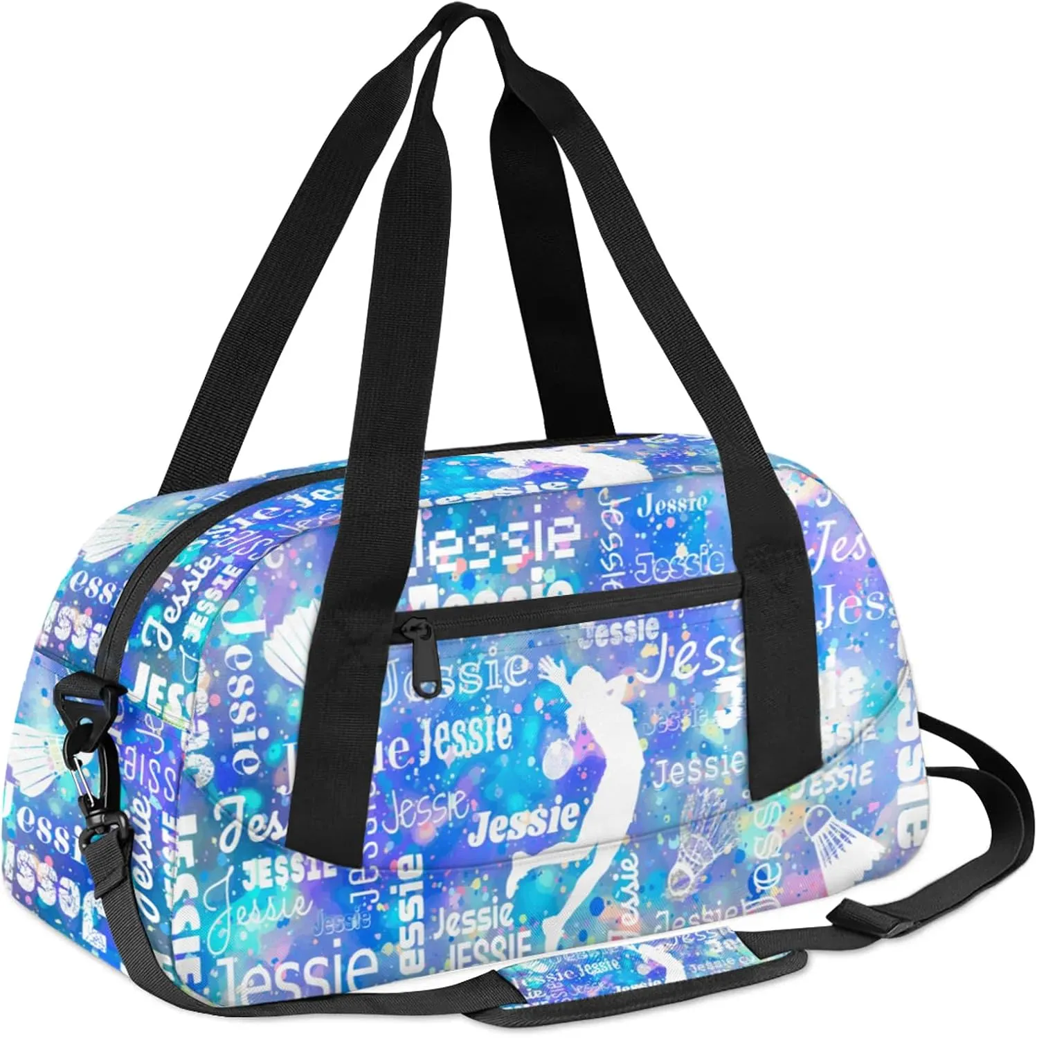 Personalized Badminton Sport Duffel Bag Custom Sports Bag Travel Overnight Shoulder Bags Customized Gifts for Women Men, Blue