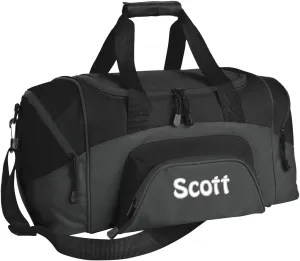 Personalized Duffel Bag, Men and Women, Custom Sport Bag with Monogrammed Name, Soccer, Basketball, Baseball, Football, Black/Dark Charcoal