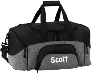 Personalized Duffel Bag, Men and Women, Custom Sport Bag with Monogrammed Name, Soccer, Basketball, Baseball, Football, Heather Grey/Black