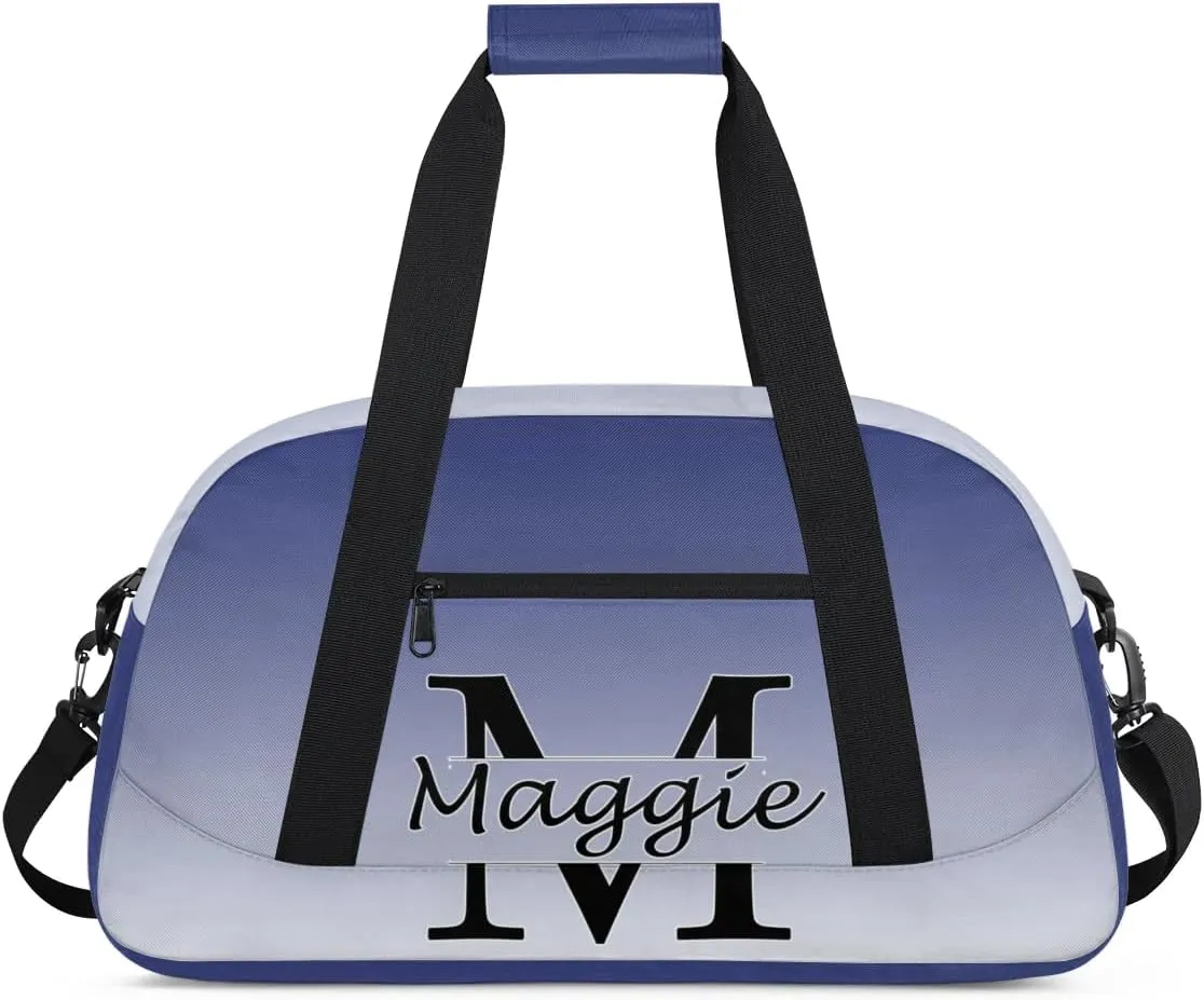 Personalized Initial Duffel Bags, Cusotm Sports Gym Bag Monogrammed Custom Travel Overnight Weekender Bag for Women Men with Name, Cobalt Blue Gradient