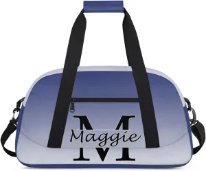 Personalized Initial Duffel Bags, Cusotm Sports Gym Bag Monogrammed Custom Travel Overnight Weekender Bag for Women Men with Name, Cobalt Blue Gradient