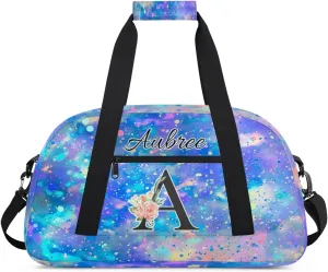 Personalized Initial Duffel Bags, Cusotm Sports Gym Bag Monogrammed Custom Travel Overnight Weekender Bag for Women Men with Name, Pieces Glitter Custom Gifts