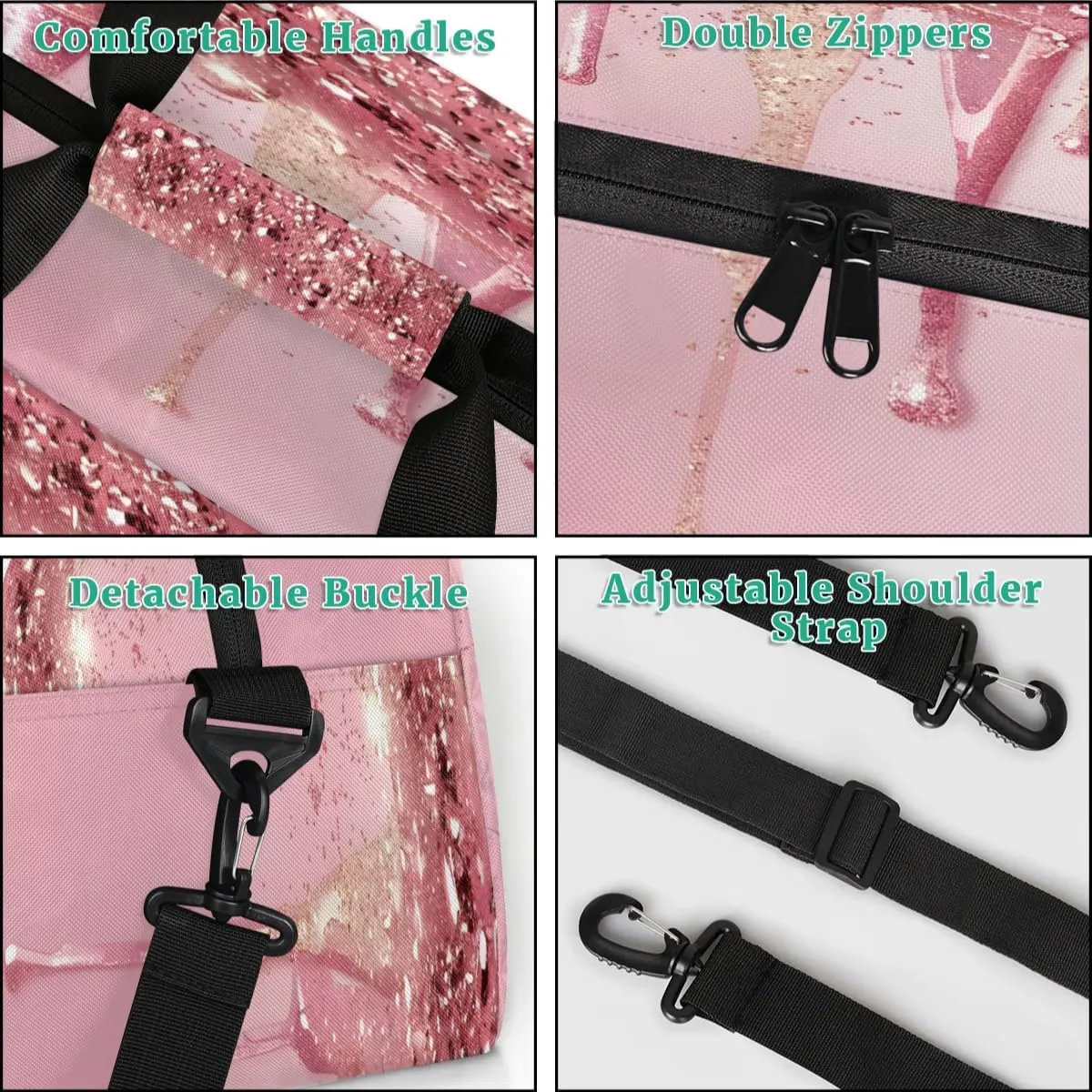 Personalized Initial Name Duffel Bags, Cusotmized Monogrammed Sports Gym Bag Custom Travel Overnight Weekender Bag for Women Men with Name, Custom Gifts, Fluids Pink