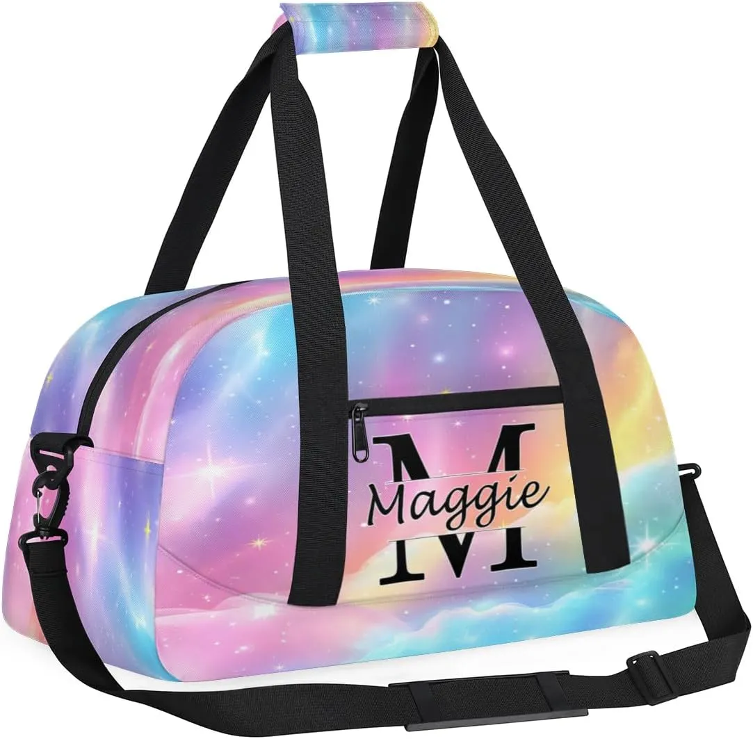 Personalized Initial Name Duffel Bags, Cusotmized Monogrammed Sports Gym Bag Custom Travel Overnight Weekender Bag for Women Men with Name, Custom Gifts, Glitter