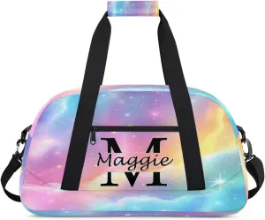 Personalized Initial Name Duffel Bags, Cusotmized Monogrammed Sports Gym Bag Custom Travel Overnight Weekender Bag for Women Men with Name, Custom Gifts, Glitter
