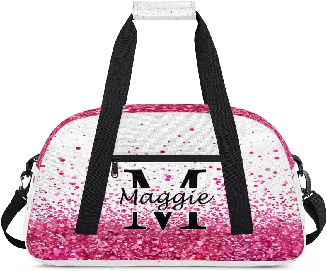 Personalized Initial Name Duffel Bags, Cusotmized Monogrammed Sports Gym Bag Custom Travel Overnight Weekender Bag for Women Men with Name, Custom Gifts, Sparkle