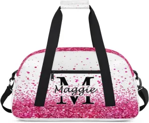 Personalized Initial Name Duffel Bags, Cusotmized Monogrammed Sports Gym Bag Custom Travel Overnight Weekender Bag for Women Men with Name, Custom Gifts, Sparkle