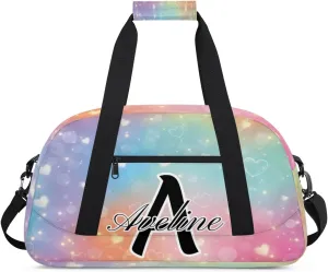 Personalized Initial Name Duffel Bags, Custom Travel Overnight Weekender Bag for Women Men with Name, Cusotmized Monogrammed Sports Gym Bag Custom Gifts, Gorgeous Glitter