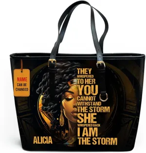 Personalized Leather Totebag for Black Women - Christmas Gifts