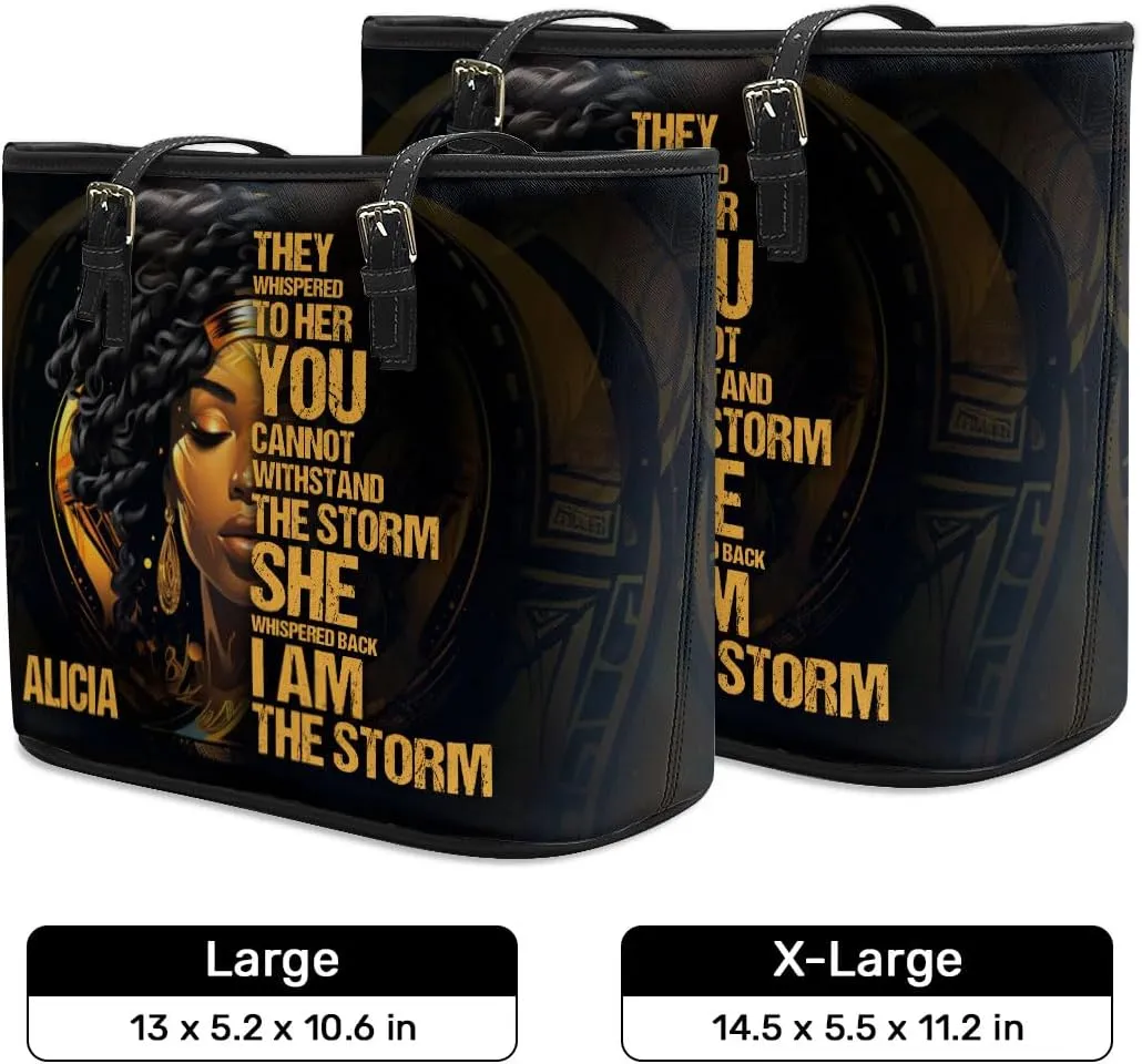 Personalized Leather Totebag for Black Women - Christmas Gifts