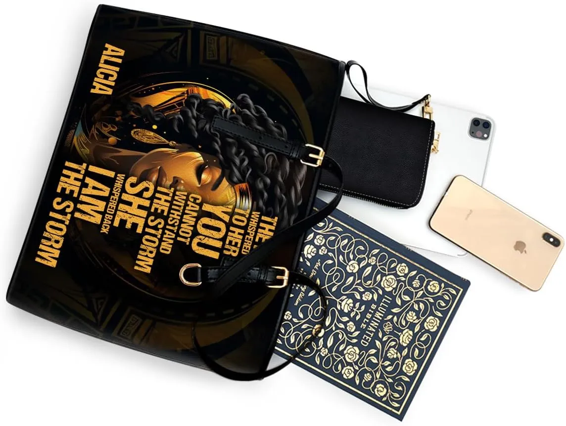 Personalized Leather Totebag for Black Women - Christmas Gifts