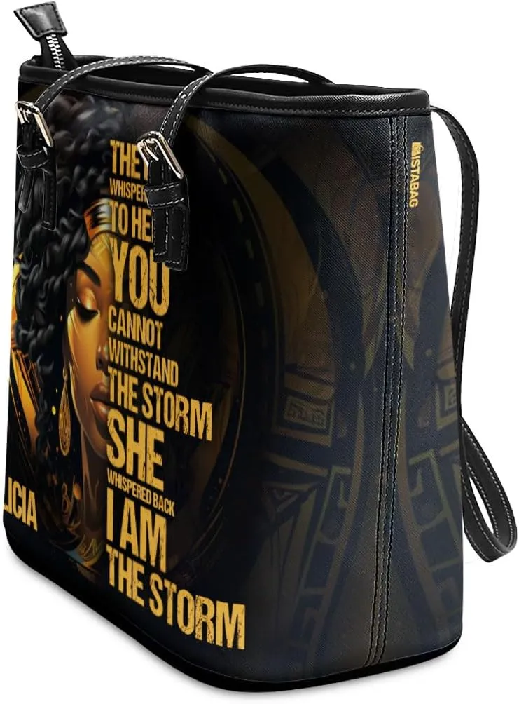 Personalized Leather Totebag for Black Women - Christmas Gifts
