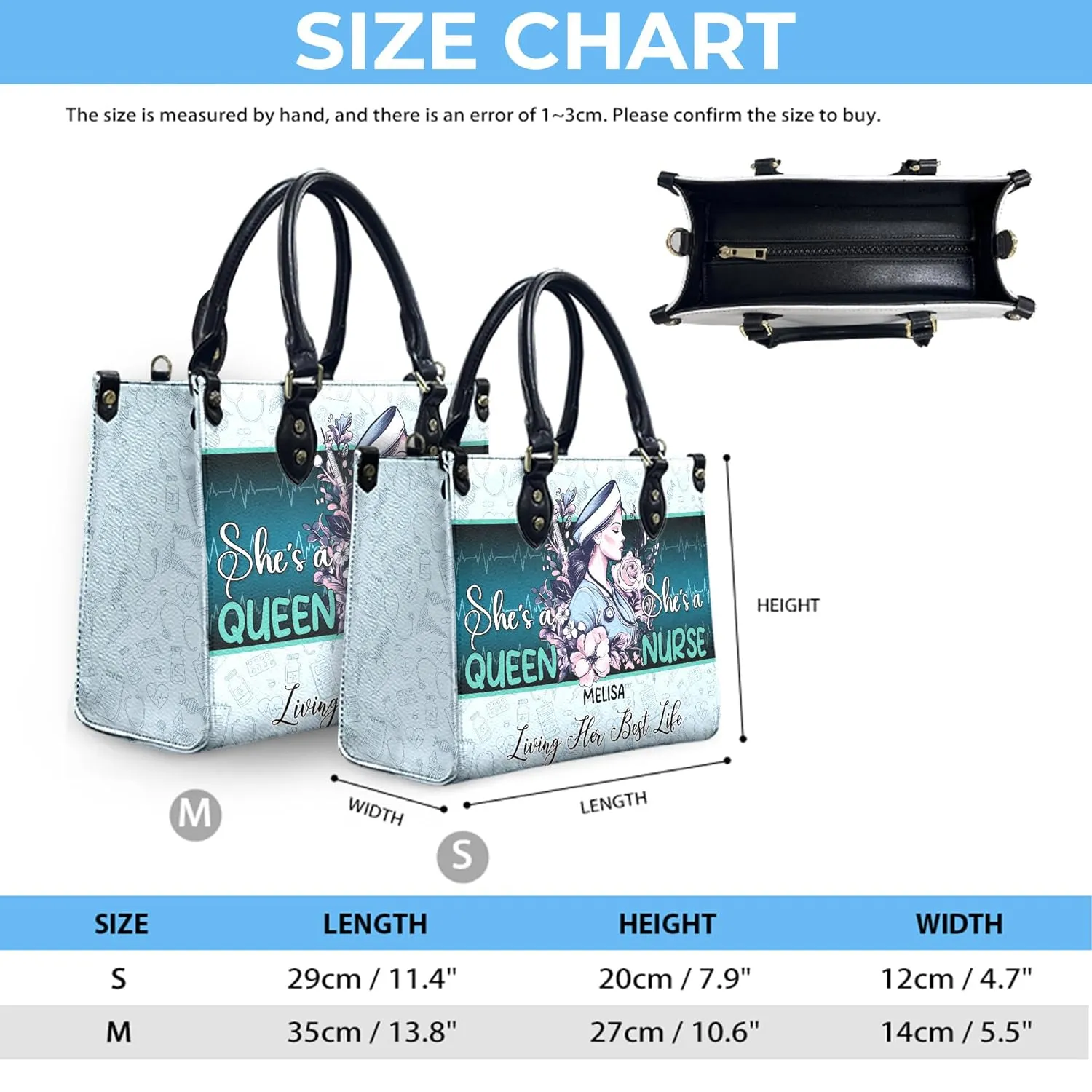 Personalized Nurse Leather Handbags, Gift For Nurses, Afro Nurse Bags Nursing Tote Bag Custom Gift, Leather Handbag with Ziplock Gift for Her (07)