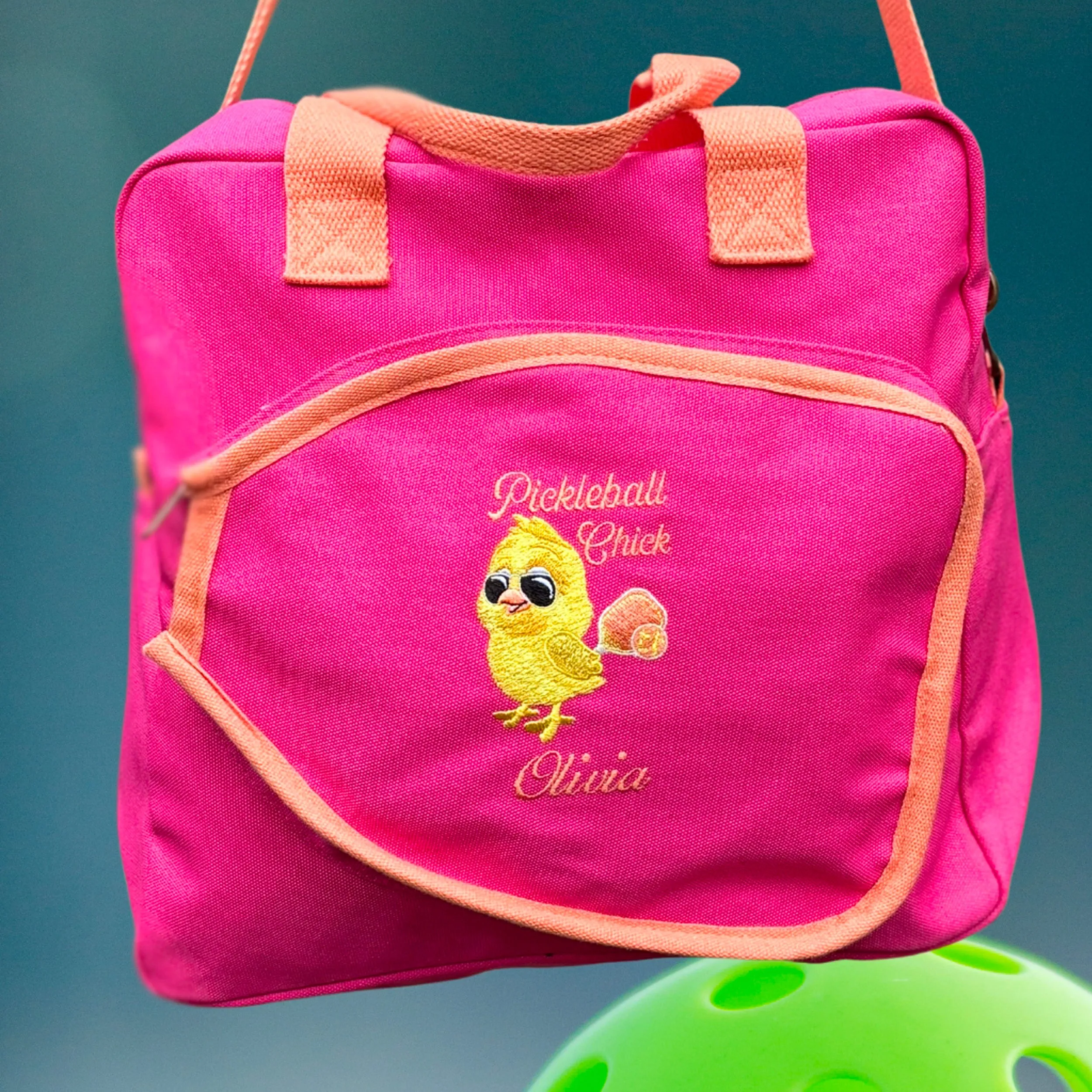 Personalized Pickleball Chick Bag Hot Pink