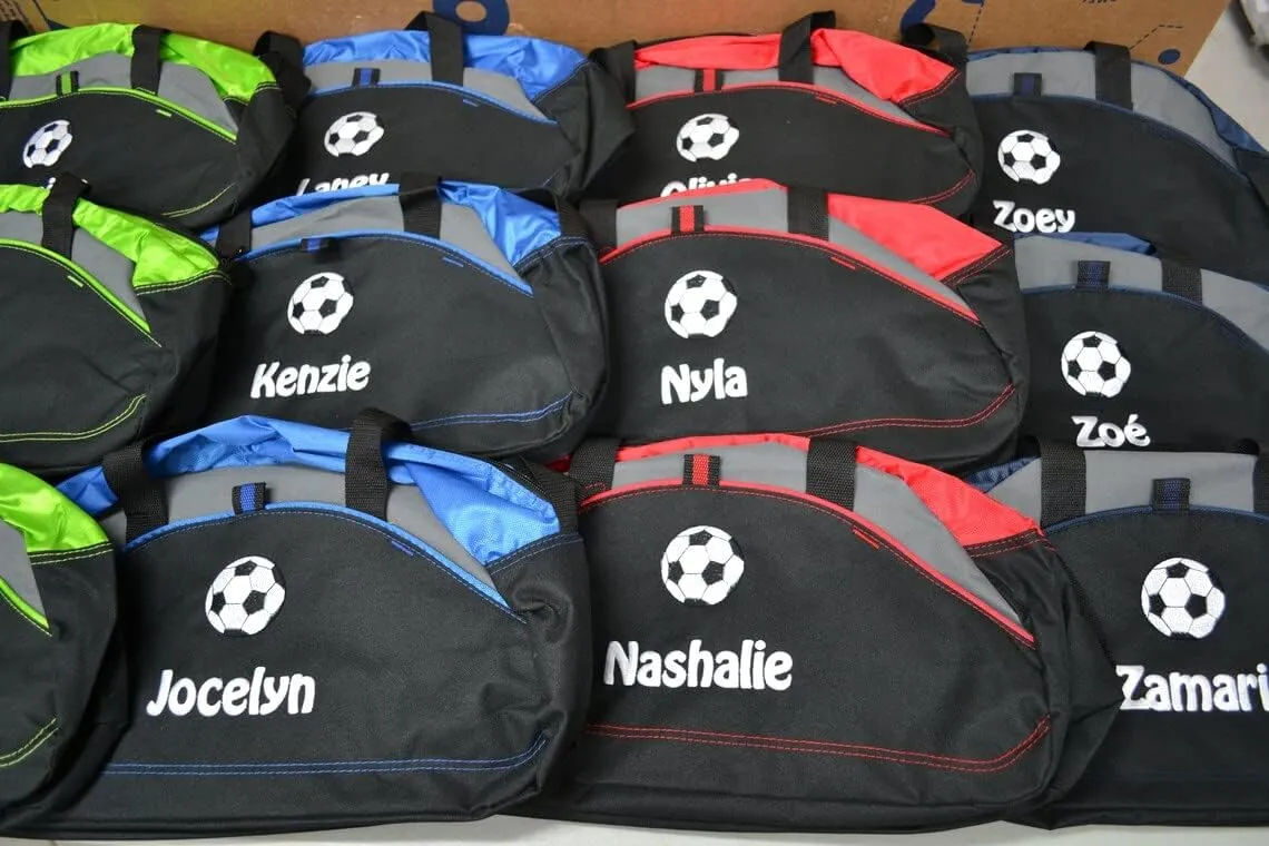 Personalized Soccer Duffel Bag, Men and Women, Sport Bag with Monogrammed Name, Red