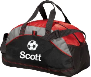 Personalized Soccer Duffel Bag, Men and Women, Sport Bag with Monogrammed Name, Red