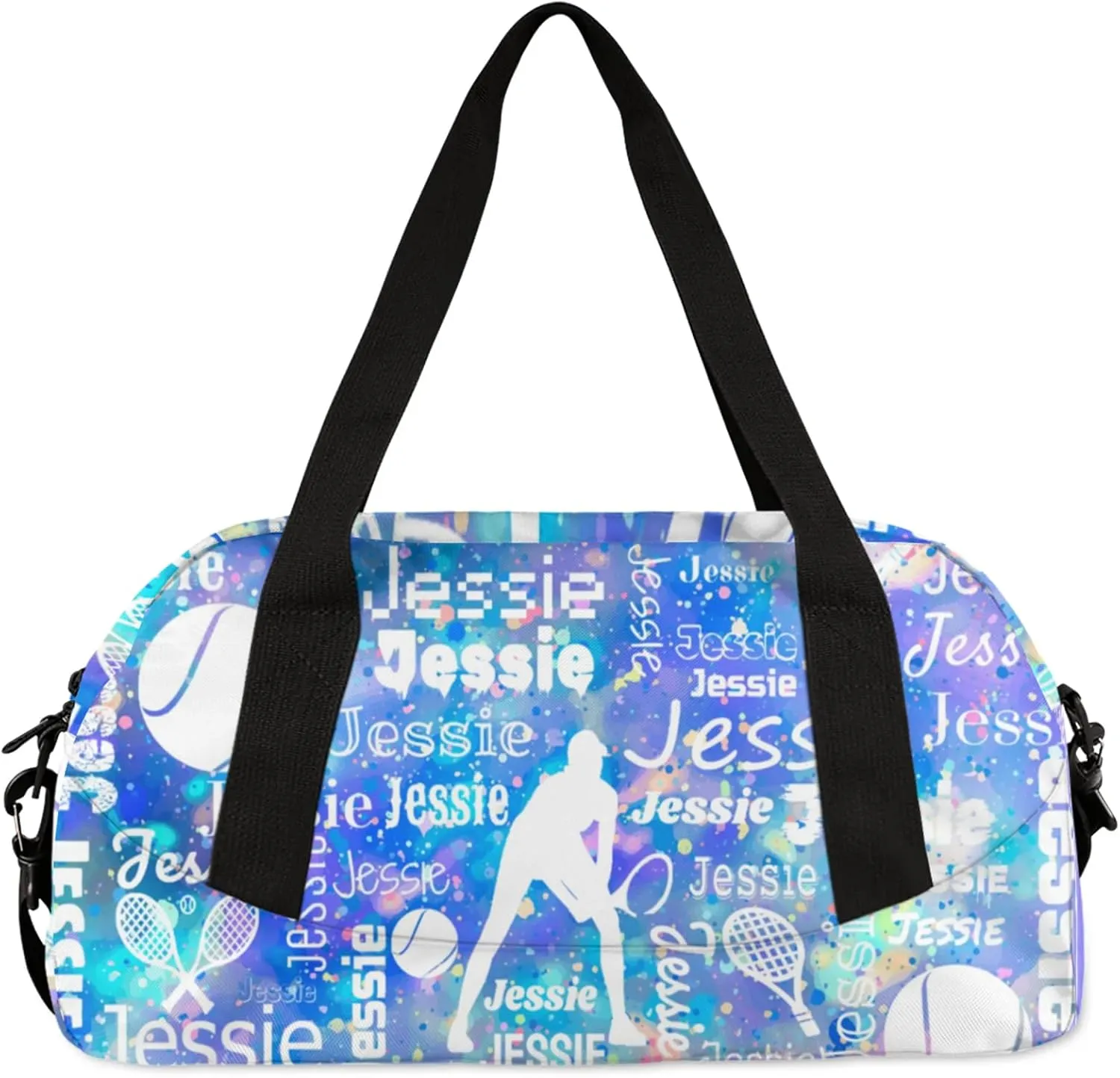Personalized Tennis Sport Duffel Bag Custom Sports Bag Travel Overnight Shoulder Bags Customized Gifts for Women Men, Blue