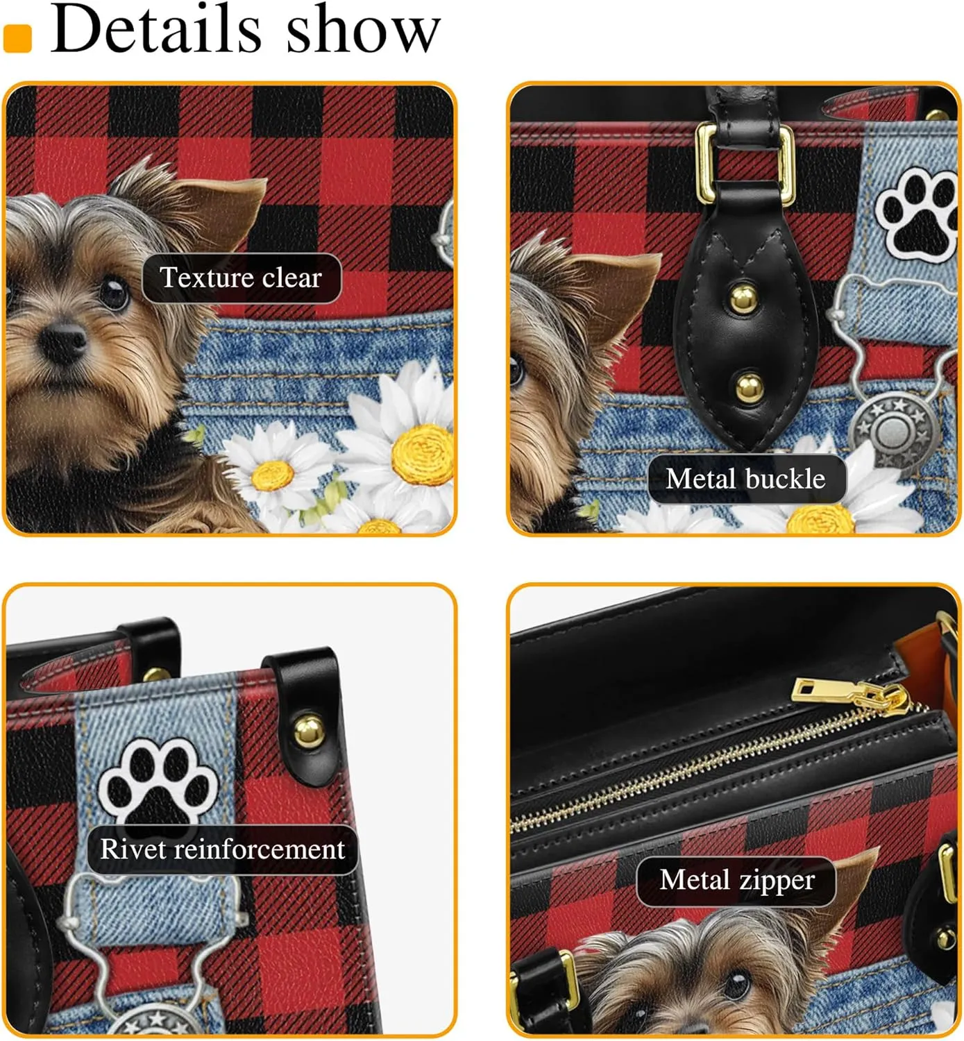 Personalized Yorkshire Terrier Dog Handbags, Custom Name Dog Leather Bags, Purses, Shoulder Bag, Gift For Dog Mom Dog Lover