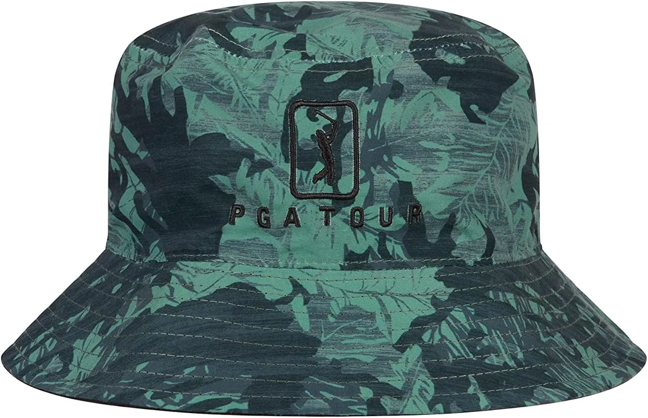 PGA TOUR Men's Reversible Camo Golf Bucket Hat, Sun Protection, Lightweight and Durable (One Size)