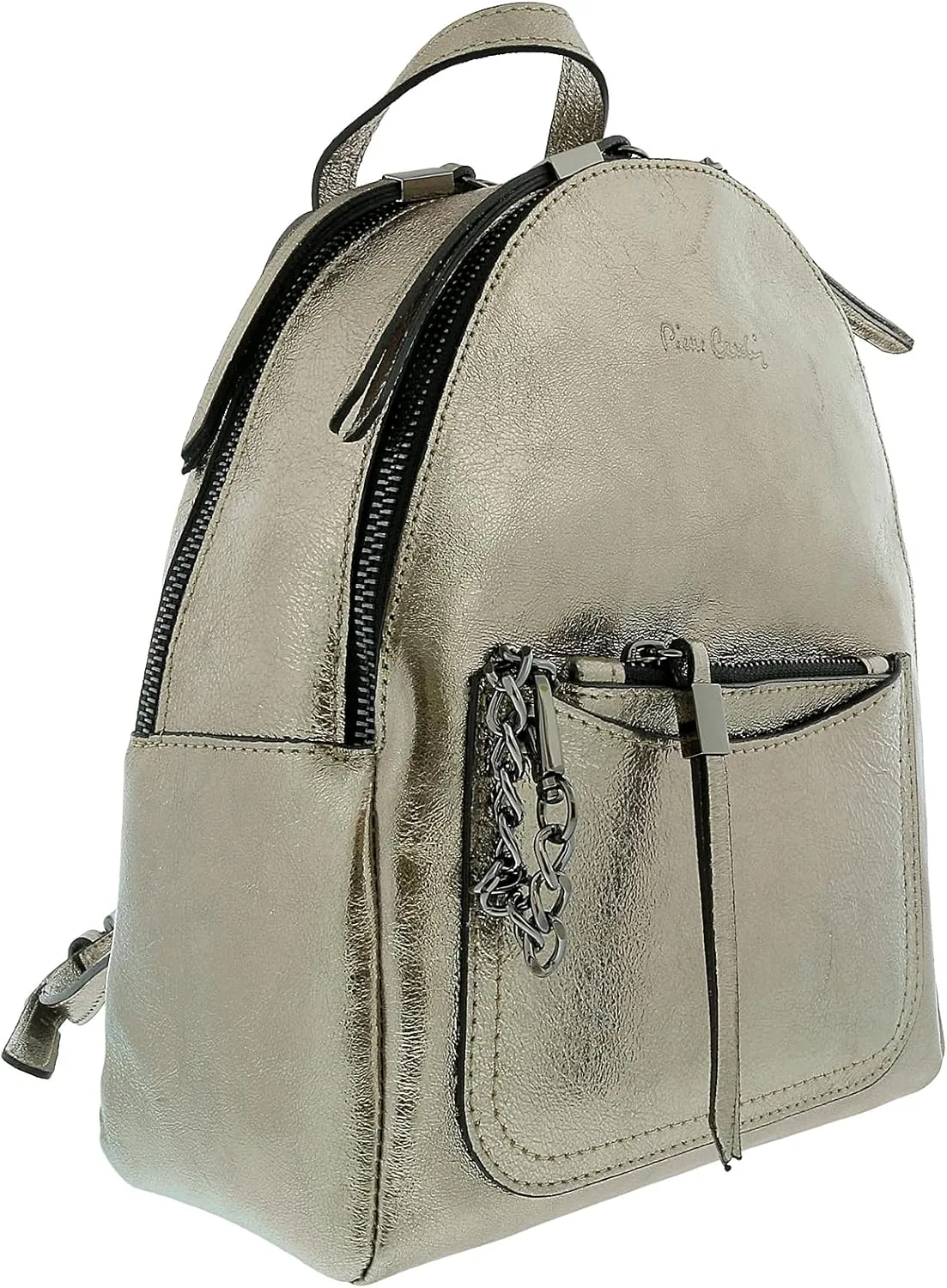 Pierre Cardin Bronze Leather Metallic Large Fashion Backpack for womens