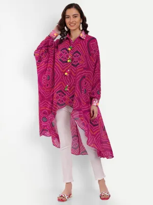 Pink Bandhini High Low Shirt