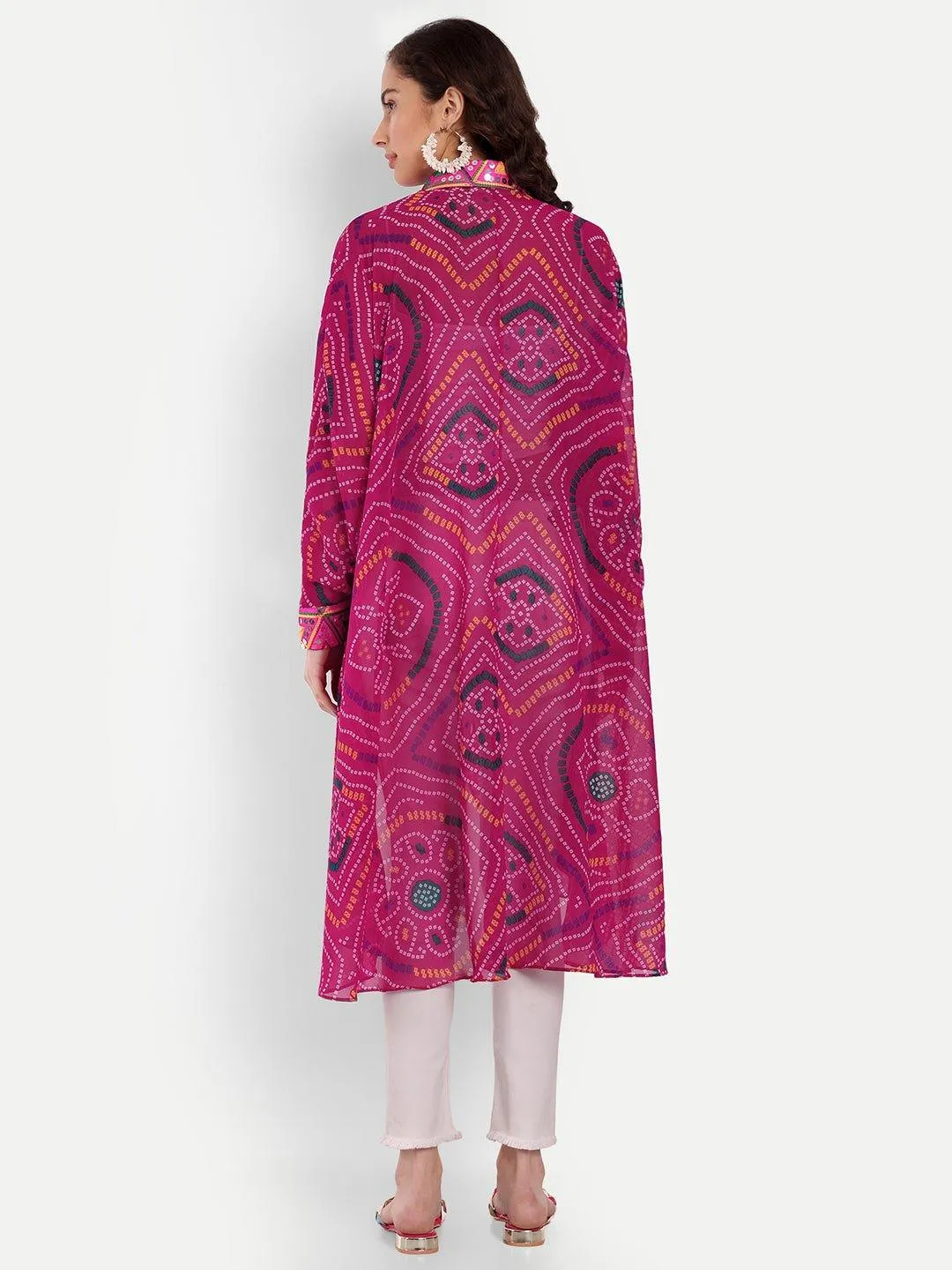 Pink Bandhini High Low Shirt