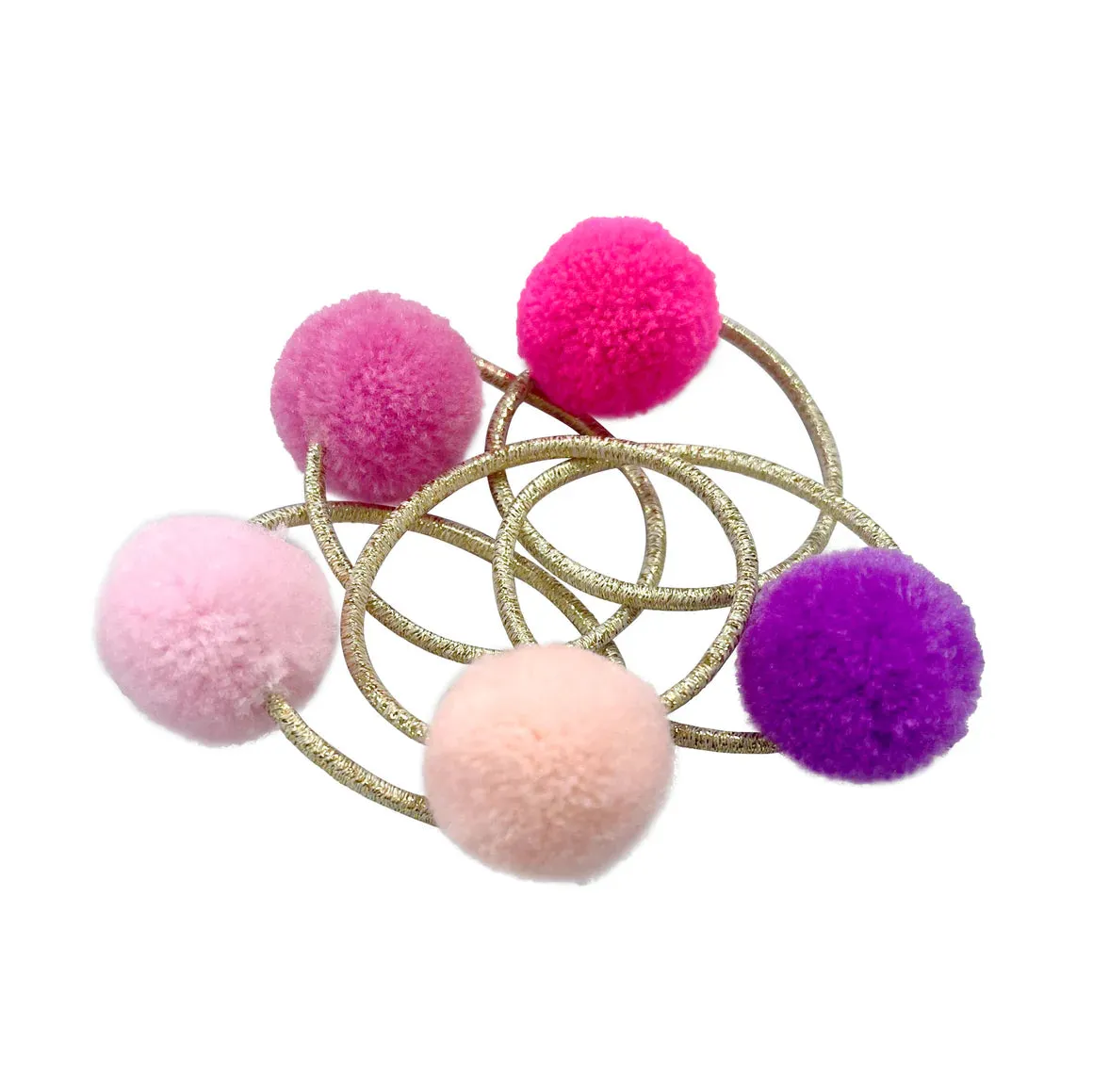 PINK POPPY POM POM HAIR ELASTICS