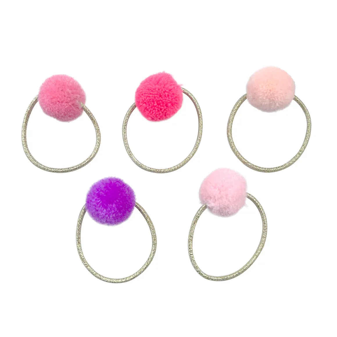 PINK POPPY POM POM HAIR ELASTICS