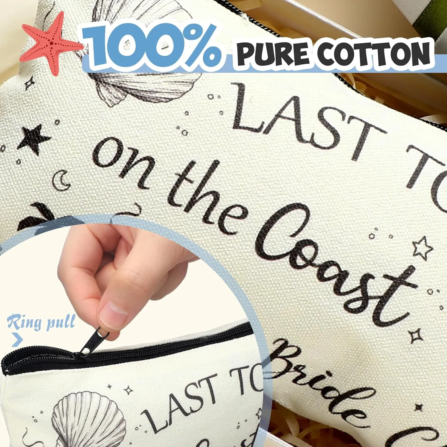 Pinkunn 6 Pcs Last Toast on the Coast Bridal Makeup Bag Bridal Shower Cosmetic Bag Bachelorette Party Favor Bridesmaid Proposal Gift Wedding Party Favor Floral Bride Purse for Women
